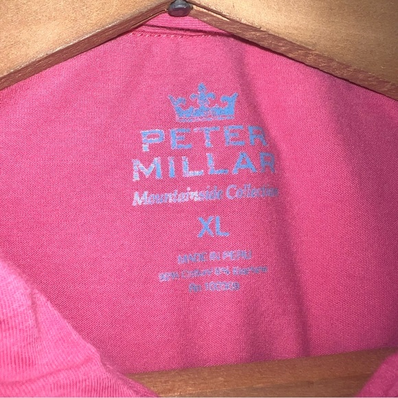 Peter Millar Mens Polo Shirt Sz Extra Large XL Seaside Wash Faded Red Golf Logo - Picture 7 of 7